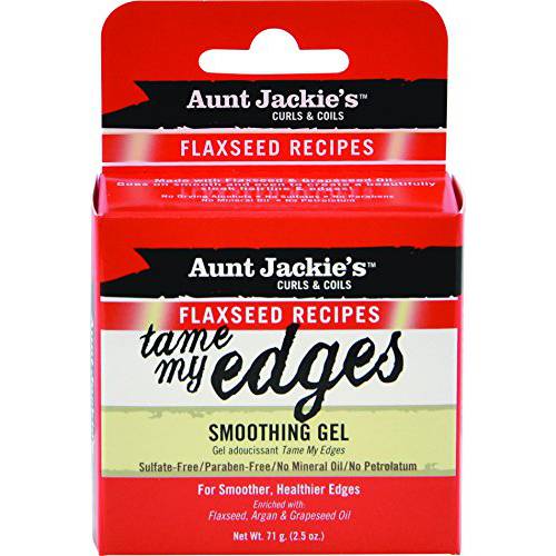 Aunt Jackie’s Flaxseed Recipes Tame My Edge Smoothing Hair Gel for Smoother, Healthier Edges, Enriched with Flexseed, Argan and Grapeseed Oil, 2.5 oz