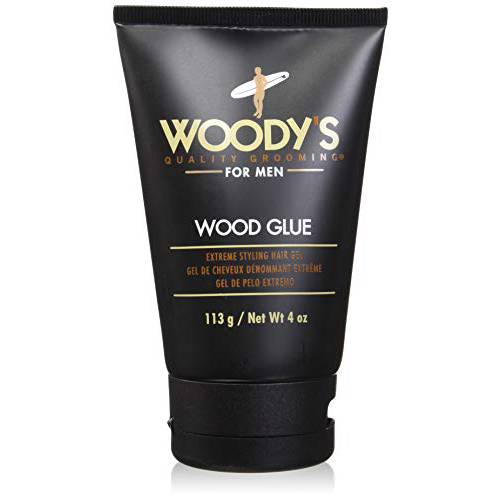 Woody’s Wood Glue Extreme Styling Gel for Men, Intense Long-lasting Hold with No Flaking, Quick-drying, Retains Moisture, Suitable for All Hair Types and Hair Styles, 4 oz - 1 pack