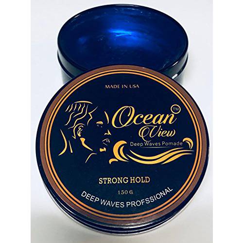 OCEAN VIEW DEEP WAVES POMADE- Water-Based Hair Cream for 360 Wave Training and Wolfing- Silky Smooth Application and Styling, Strong Hold, Easy Wash- Waver and Barber Accessories - 4oz Tin Can