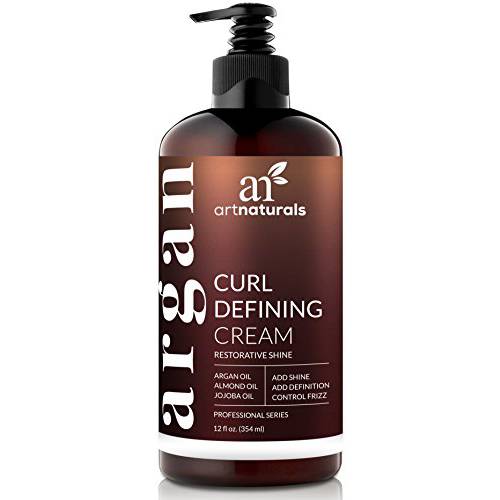 artnaturals Curl Defining Cream - Curls Moisturizer & Enhancer w/Almond, Jojoba & Argan Oil & Natural Frizz Control - for Wavy & Curly Hair Products - 12 Oz for Women and Men