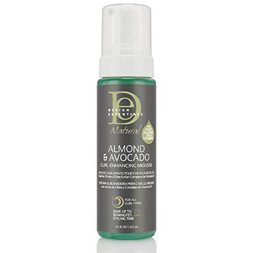 Design Essentials Natural Curl Enhancing Mousse, Quick Drying Must-Have for Perfectly Defined Luminous Curls-Almond & Avocado Collection, 7.5 Fl Oz
