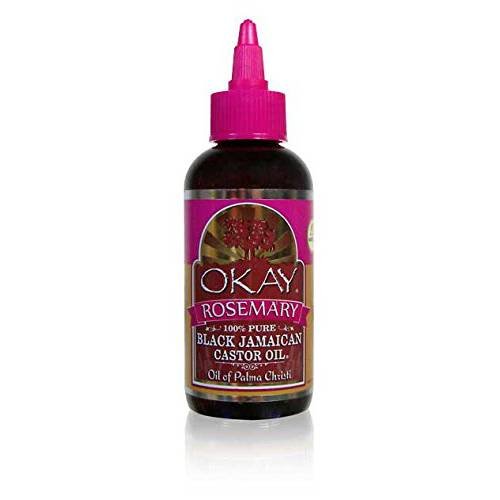 OKAY - Black Jamaican Castor Oil with Rosemary - For All Hair Types - Grow Strong Healthy Hair - Soothing100% Pure - 4 oz