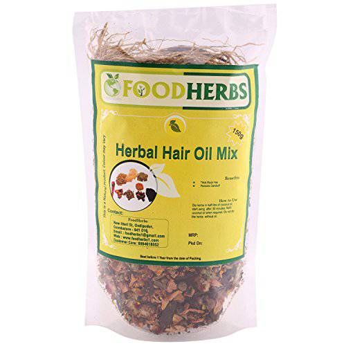 Foodherbs Herbal Hair Oil Mix (18 Vital Herbs) For Long, Thick, And Lustrous Hair