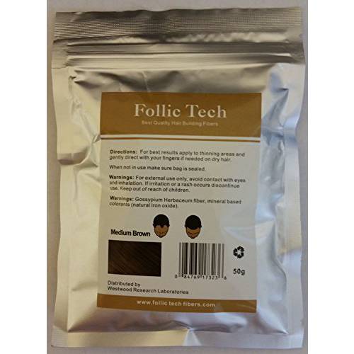 Follic Tech Hair Building Fibers 58 Grams (Medium Brown)