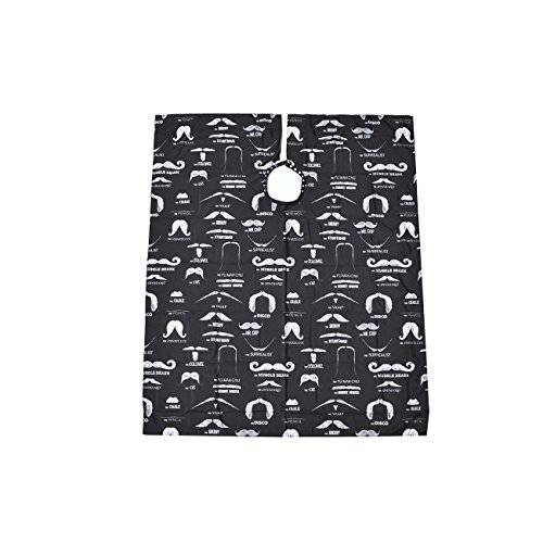 Betty Dain ’Stache Styles Men’s Hair Cutting Cloth, Mustache Print, Lightweight Water Resistant Polyester, Snap Closure, Black, 45 inches wide x 60 inches long