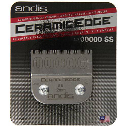 Andis 64730 CeramicEdge Carbon-Infused Steel Detachable Clipper Blade, Size 00000, /25-Inch Cut Length, Chrome, 1 Count