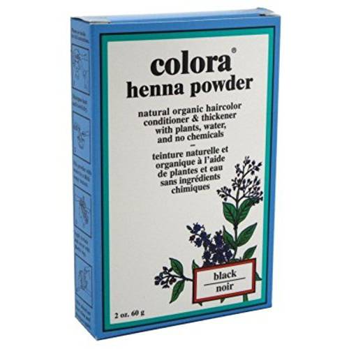 Colora Henna Powder Hair Color Black 2 Ounce (59ml) (3 Pack)