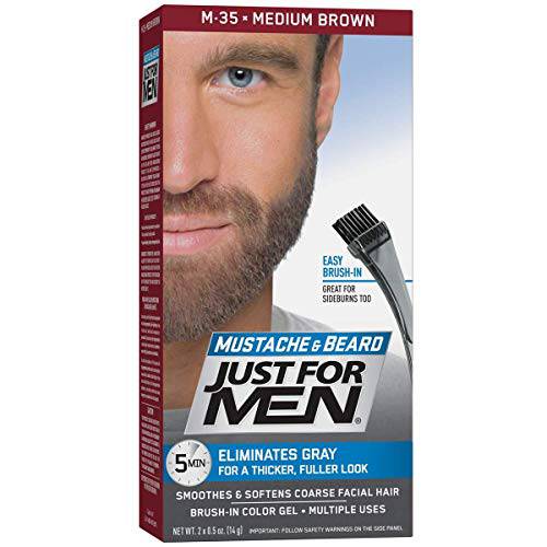 JUST FOR MEN Color Gel Mustache & Beard M-35 Medium Brown 1 ea (Pack of 2)