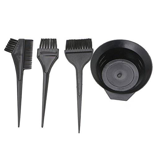 Thobu 4 Pcs Hairdressing Brushes Bowl Combo Salon Hair Color Dye Tint Tool Set Kit Black