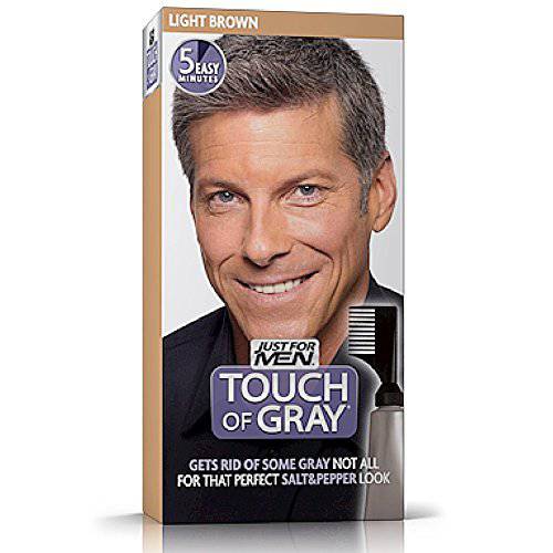 Just for Men Touch of Gray, Gray Hair Coloring Kit for Men with Comb Applicator for Easy Application, Great for a Salt and Pepper Look - Light Brown, T-25, Pack of 3 (Packaging May Vary)