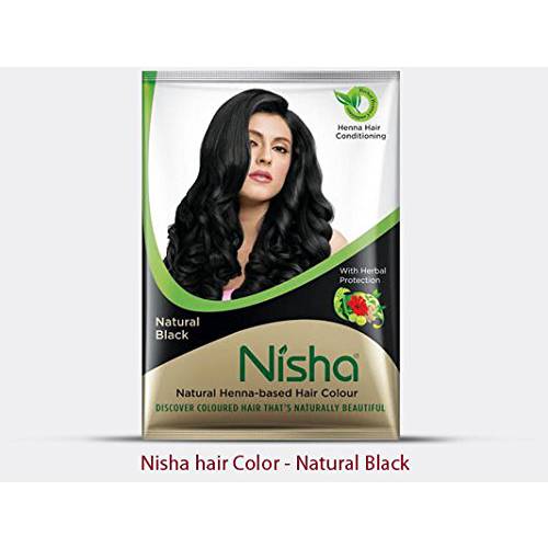 Nisha Natural Henna Based Hair Color (Natural Black) 10GM Pack of 10
