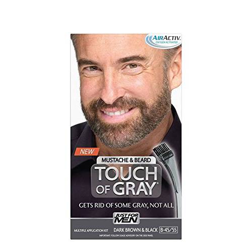 JUST FOR MEN Touch of Gray Mustache & Beard Hair Treatment, Dark Brown & Black 1 ea (Pack of 2)