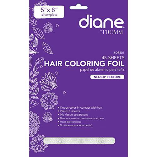 Diane Rough Precut Foil, D8301, 5 X 8 Inch - 2 pack, Keeps color in contact with hair, hair color, hair applicator, no slip texture, precut sheets, apply color to tint brush, hair coloring foil, hair dye