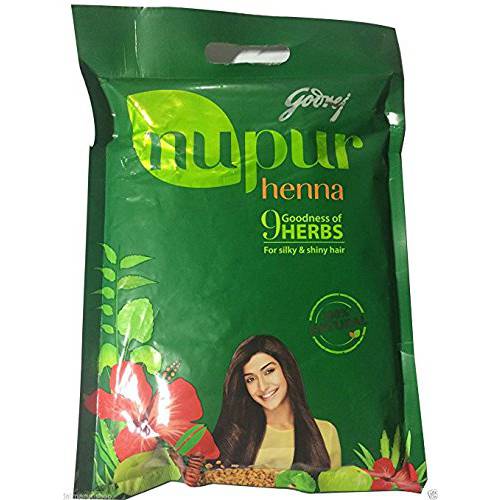 Godrej Nupur Henna Natural Mehndi for Hair Color with Goodness of 9 Herbs 3 Pack with 400 g in Each Packet (3 x 400 g / 3 x 14.10 oz)