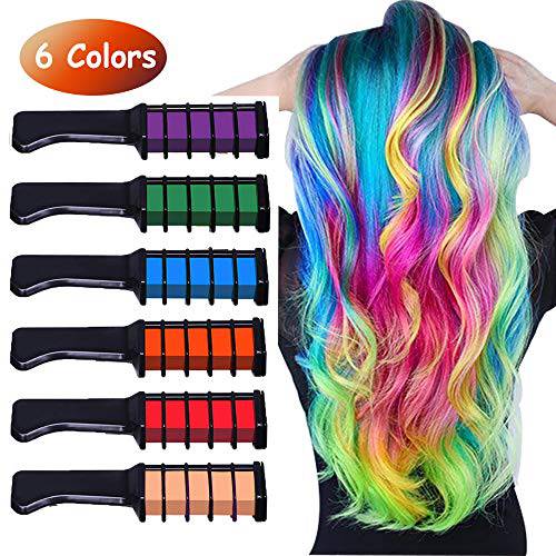 Runlong Hair Chalk Comb 6 Colors for Teen Girls, Cosplay, Halloween, Ball Party, Gifts For Girls