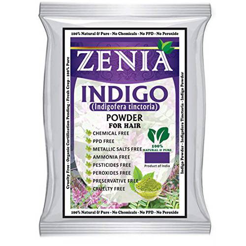 Zenia Indigo Powder Hair & Beard Dye Color | Value Pack 1kg (2.2 lbs) | 100% Natural Hair Dye | Color Hair to Black Naturally | 100% Pure | No Preservatives