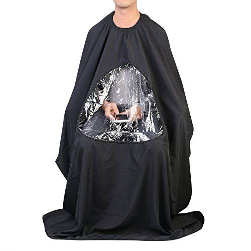ULTNICE Salon Home Barbers Hairdressing Cape Gown with Viewing Window for Hair Cutting 63 * 57(Black)