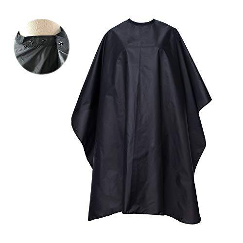 VETUZA Professional Barber Cape, Waterproof Salon Cape with Snap Closure for Hair Cutting, Black 59 x 51