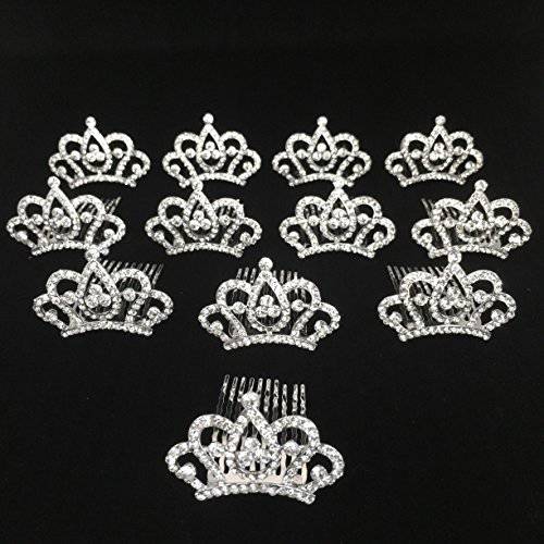 Princess Crown Comb Mini Tiara Hair Clips for Princess Party Favor 12 pcs
