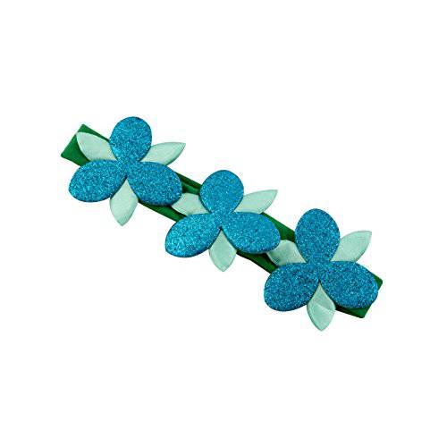 Goody Girls Trolls Poppy Flower Sparkle Headwrap Green with Blue Flowers (Pack of 3)