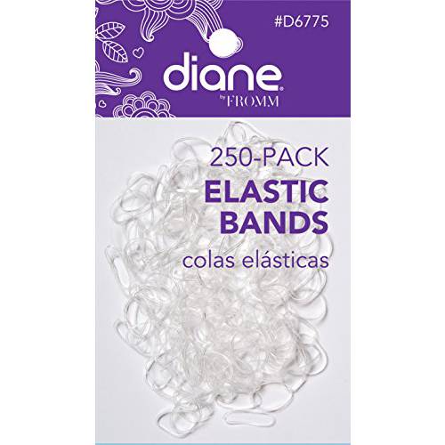 Diane D6775 Clear Elastic Bands for Hair Styling, Braids - 250 Count (Pack of 1)