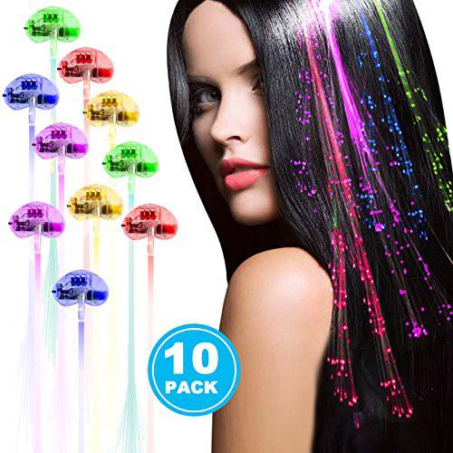 Acooe 10 Pack flashing led light up toys Optics led hair lights, flashing led Light Up Toys, Barrettes for Party, Bar Dancing Hairpin, light up hair accessories