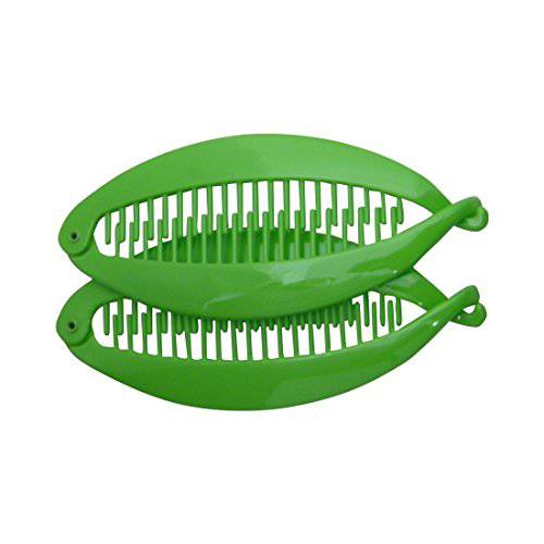 Set of Two Green 5 Inch Banana Clip Hair Clincher Rounded Edges Hair Comb