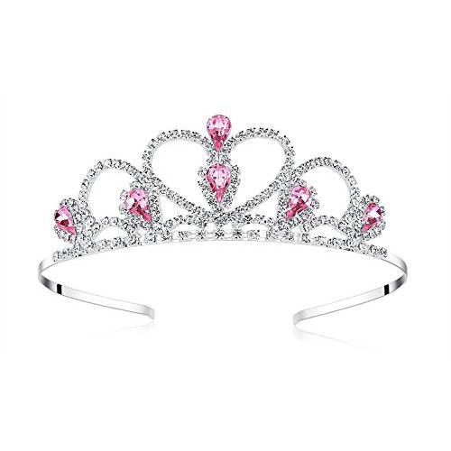 Lovelyshop Pink Gems Rhinestone Tiara, for Little Kid Big Kid Girl Prom Birthday Princess Party