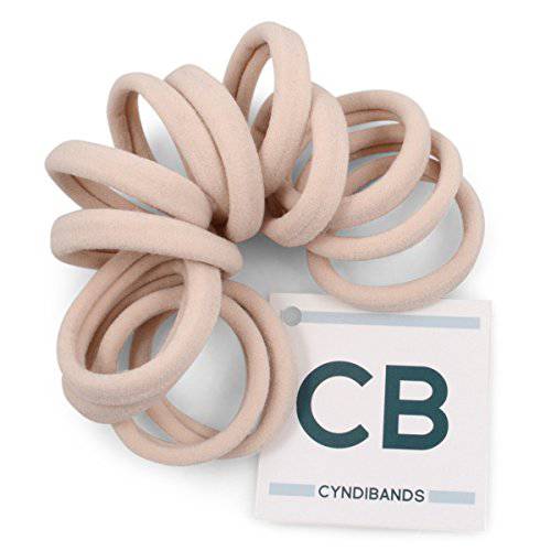 Cyndibands Cream Blonde Seamless Hair Ties - Extra Gentle Soft and Stretchy Nylon Fabric Ponytail Holders - 12 Pack