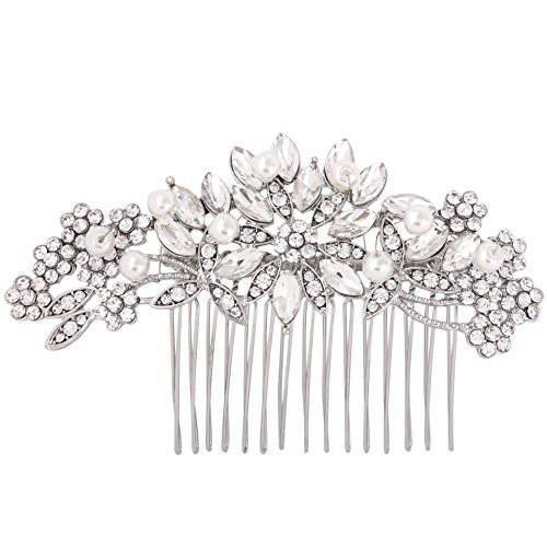 Fairy Moda Vintage Bridal Hair Comb for Wedding Silver Crystal Bridal Hair Pieces Bridesmaids Gifts