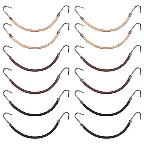 Hotop 15 Pieces Elastic Hook Hair Tie Styling Ponytail Holder Hooks Hair Cord (Black, Brown and Blonde)