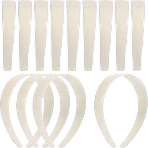 White Craft Plastic Headbands 1 Inch Plain No Teeth DIY Hair Bands Plain Headbands (20 Pieces)
