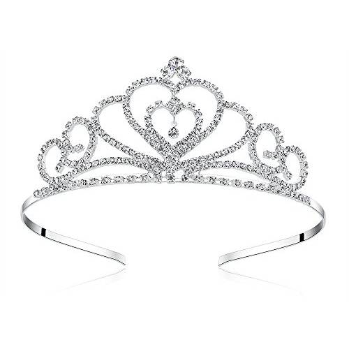 Lovelyshop Rhinestone Crystal Tiara-Wedding Bridal Prom Birthday Pegeant Prinecess Crown (Heart）-1 Pack