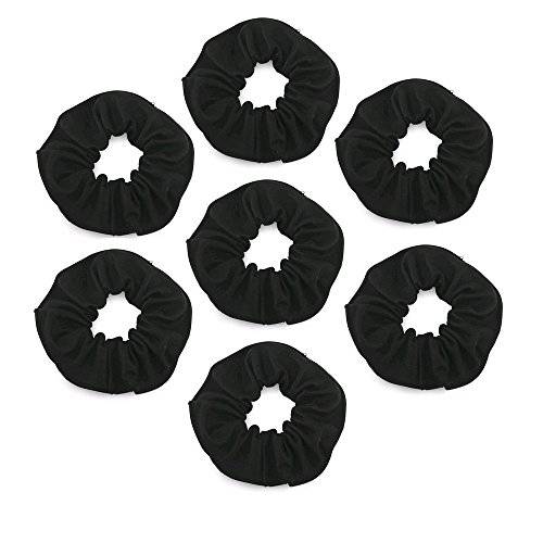 Cotton Scrunchie Set, Set of 10 Soft Cotton Scrunchies (All Black)