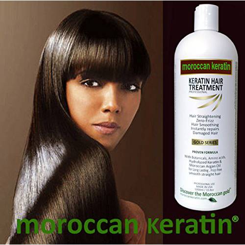 MOROCCAN KERATIN 1000ml Brazilian Keratin Blowout Hair Treatment Complex GOLD SERIES With Argan Oil Proven and fast Formula Professional Results Keratina Fuerte