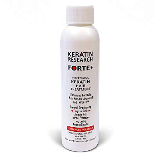 Keratin Forte Keratin Brazilian Keratin Hair Blowout Treatment Extra Strength 120ml Enhanced Formula for Curly Hair By Keratin Research with Moroccan Argan oil Queratina Brasilera Tratamiento Forte