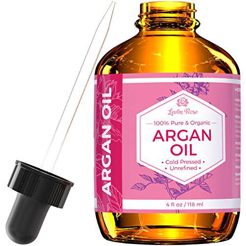 Leven Rose 1 TRUSTED Virgin Argan Oil - Pure Cold Pressed, 100% Organic for Hair Growth, Skin Serum, Face, Nails, Eczema, Acne - Best Moroccan Argan - 4 Oz