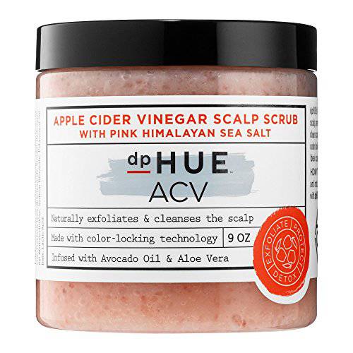 dpHUE Apple Cider Vinegar Scalp Scrub with Pink Himalayan Sea Salt, 9 oz - Natural Exfoliating Scrub & Dry Scalp Treatment - Aloe Vera & Avocado Oil - Gluten Free, Vegan