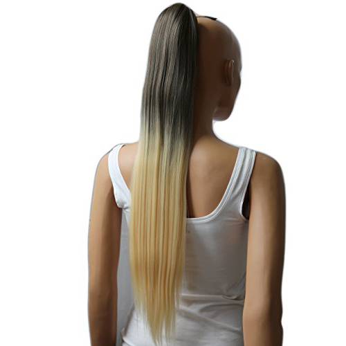 PRETTYSHOP 28 Extra Long Straight Ponytail Hairpiece Heat-resistant Synthetic Fibres Ombré Brown Blond H119