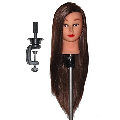 HairZtar 30 - 32 Synthetic Fiber Mannequin Head Hairdresser Training Head Manikin Cosmetology Head (MIKE+C) (MEDIUM BROWN (MIKE+C))