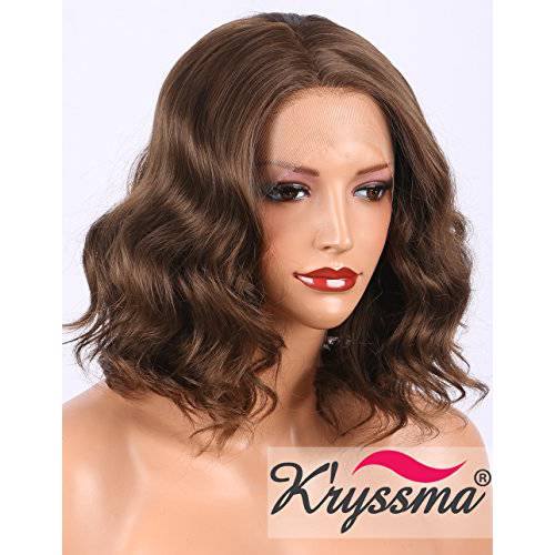 K’ryssma Blonde Bob Wig with Dark Roots Fashion Ombre Short Blonde Wigs for Women Natural Looking 2 Tones Wavy Synthetic Wig
