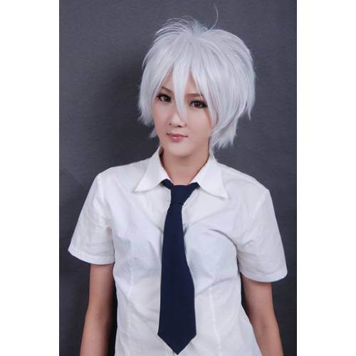 COSPLAZA Cosplay Wigs short white Party Full Hair with Free Cap Free Wig Net