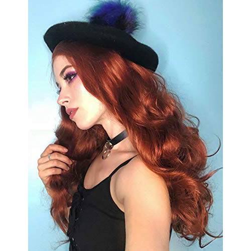 K’ryssma Ombre Auburn Wig with Dark Root Copper Red Synthetic Wigs for Women Long Wavy Natural Looking Fashion Copper Wig