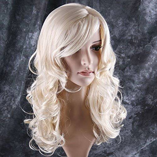 BERON 24 Stylish Long Curly Blonde Hair Wig BERON Blonde wig Long Blonde Wig Perfect for Party,Halloween and Christmas(Blonde)
