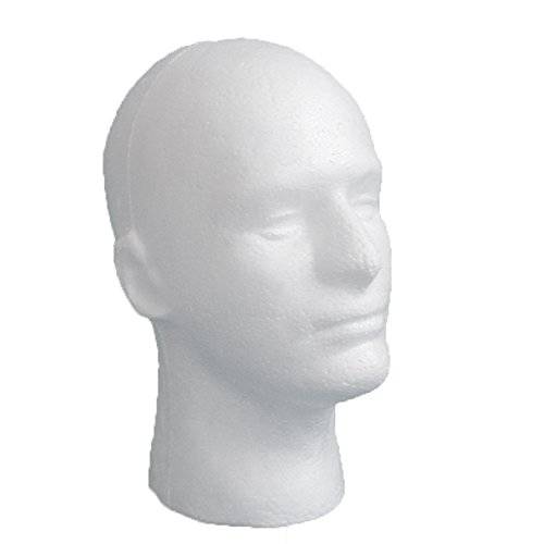 LIAMTU Male Wig Display Mannequin Head Stand Model Styrofoam Foam White