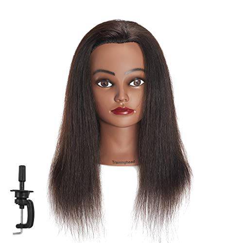 Traininghead 18-20 100% Human hair Mannequin head Training Head Cosmetology Manikin Head Doll Head with free Clamp Stand