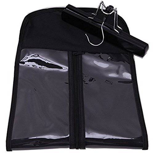 Hair Extension Storage Bag, Hair Extension Hanger Strong Holder, Dust-proof Portable Suit with Transparent Zip Up Closure- Lightweight, Waterproof and Portable (Black)
