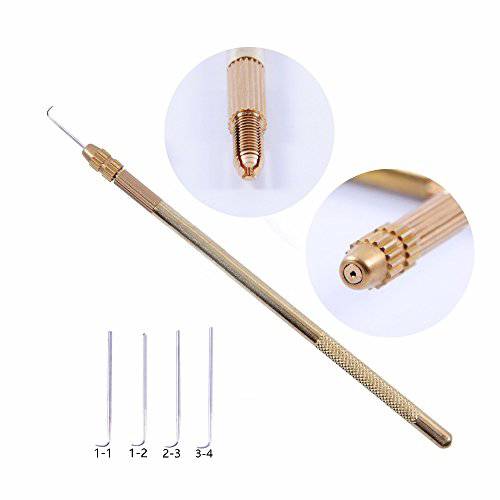 4 pcs Ventilating Needles +1 Brass Holder for Lace Wig Needle