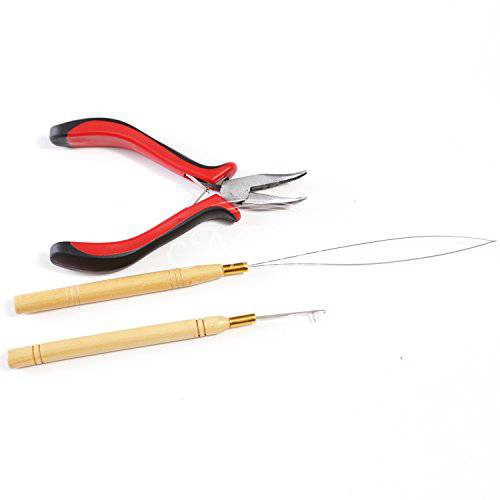 Neitsi 3pcs Kit for Micro Link Hair Feather Extensions: Pliers, Micro Pulling Needle, and Loop Threader