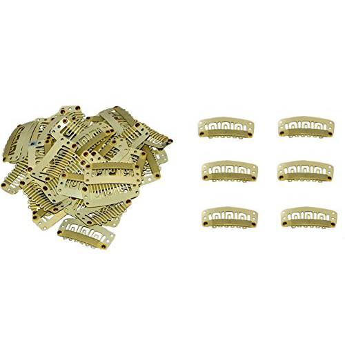 Geoot Snap Clips 50pcs U-shape Metal Clips for Hair Extensions DIY (Beige)